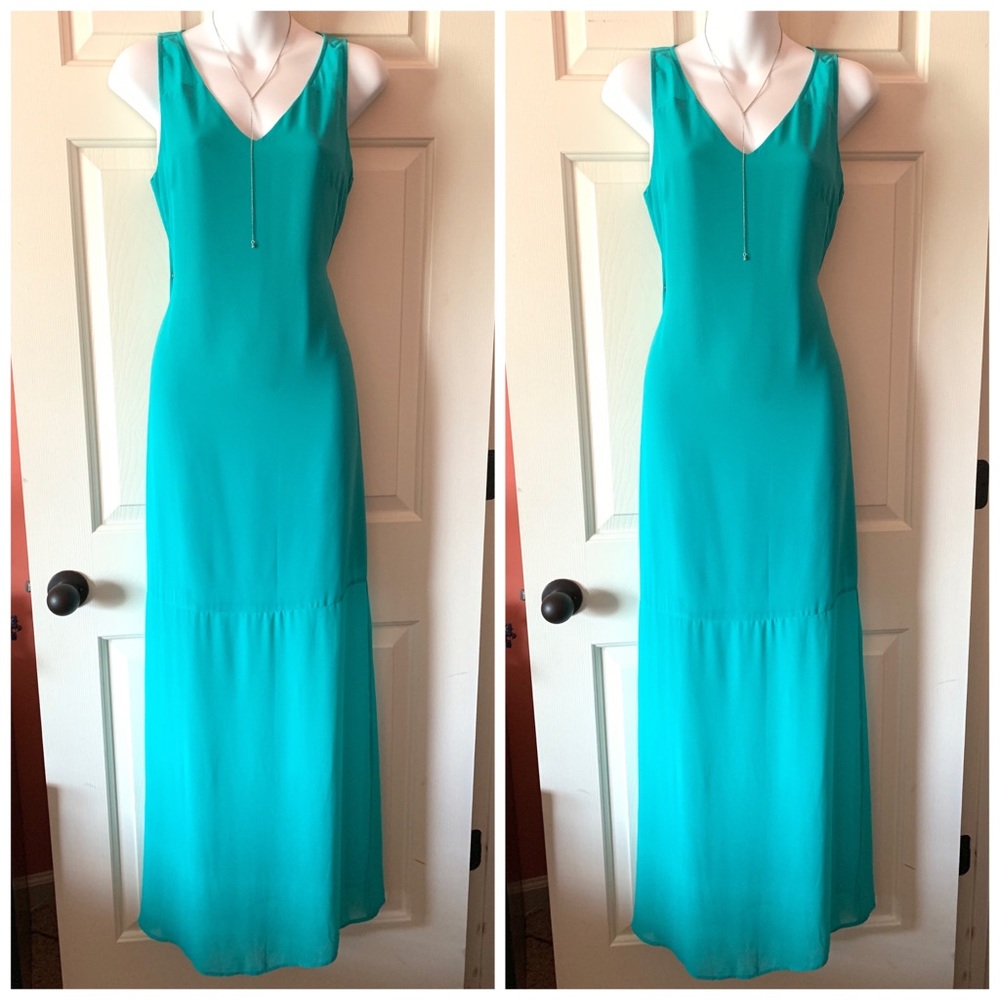 Gianni Bini Turquoise Maxi Sheer Bottom Dress